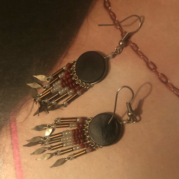 Native American Painted Earrings - Picture 2 of 3